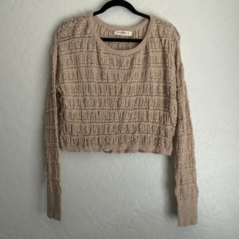 NWT Natural Life Women's Crop Sweater Cream Tan Small - Picture 2 of 10